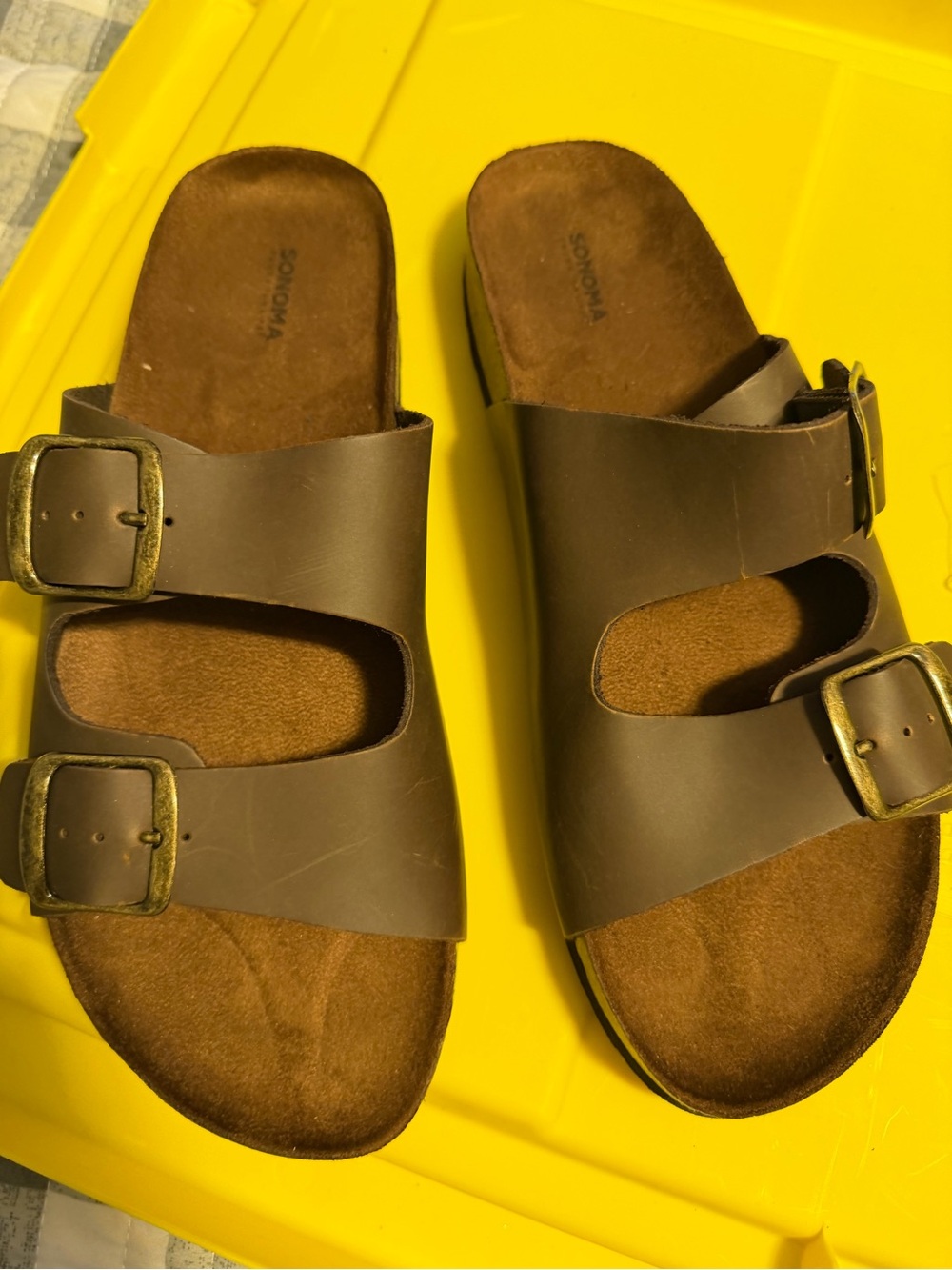 Sonoma Brown Double-Strap Buckle Slides